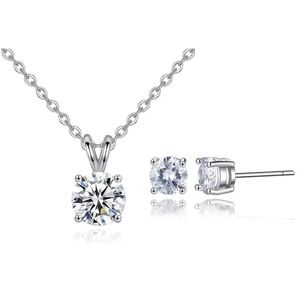 3 Carat Moissanite Necklace and 2 Carat Earring Set